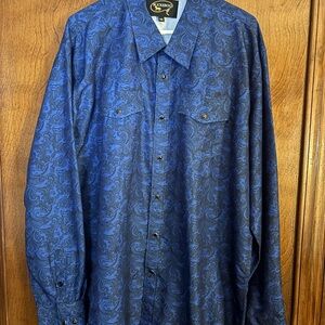 Buckeroo Western Style Novelty Bkue & Black Paisley Shirt size XXL